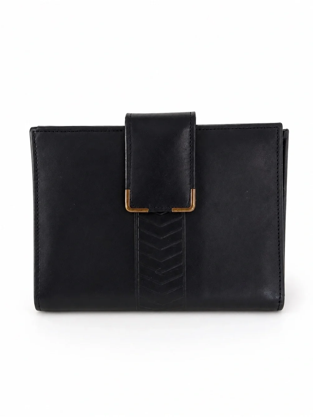 Princess Gardner Vintage Black Leather French Wallet Kiss Lock Coin Purse